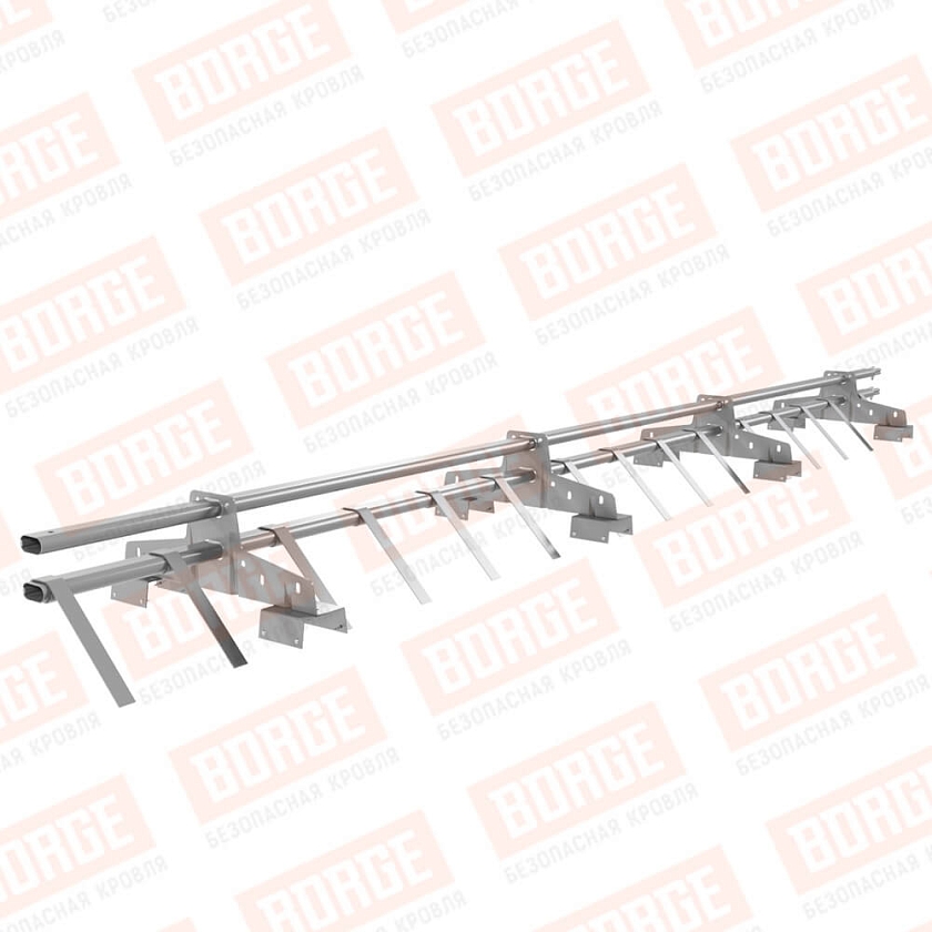 Снегозадержатель трубчатый BORGE 3м, 4 опоры, для профнастила Н-114, сигнально-серый (RAL 7004)