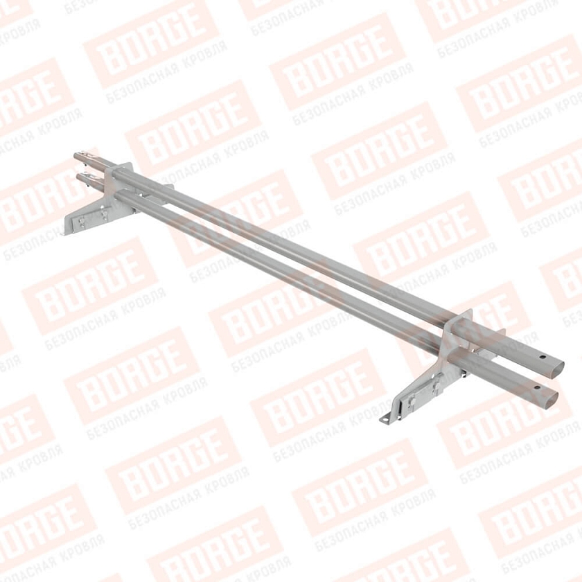 Снегозадержатель трубчатый Русский Рубеж 25х45мм, 1,5м, 2 опоры, для фальц. кров., бело-алюминиевый (RAL 9006)