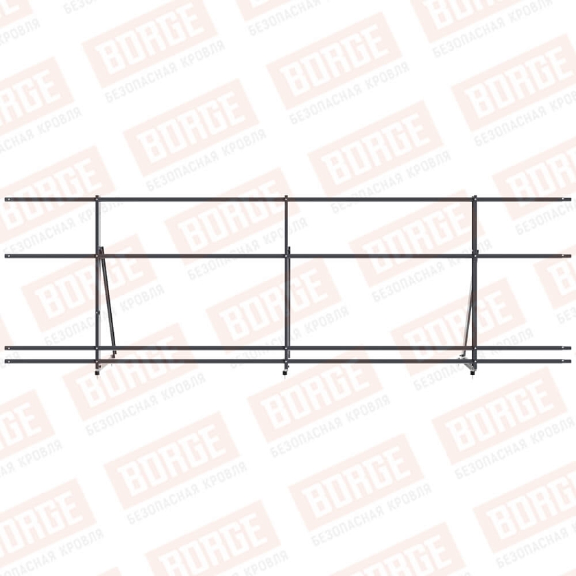 Ограждение кровельное Русский Рубеж H-90см, 3м, серый графит (RAL 7024), с двумя доп. трубами