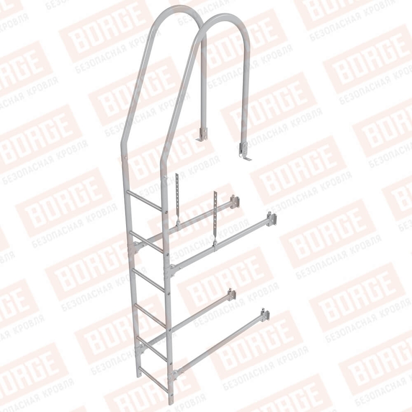 Комплект лестница фасадная BORGE (верхняя секция), 1,8м, сигнально-серый (RAL 7004)