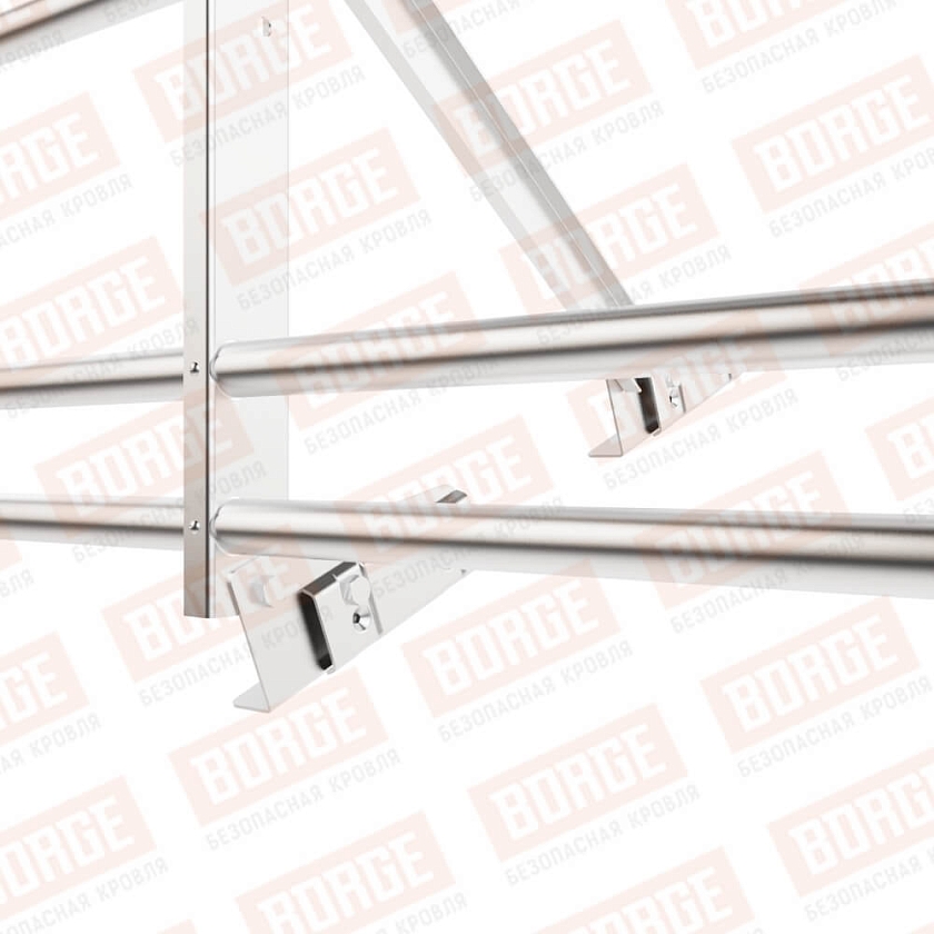 Ограждение кровельное Русский Рубеж H-60см, 3м, для фальцевой кровли, цинк, с дв. доп. труб.