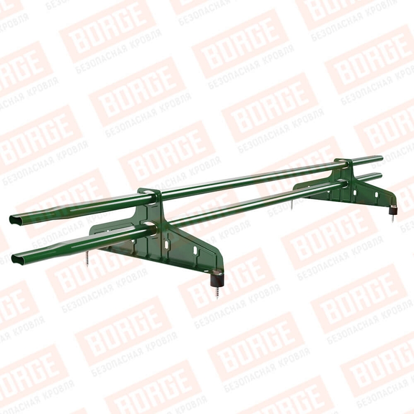 Снегозадержатель трубчатый Русский Рубеж 20х40мм, 1,5м, 2 опоры, лиственно-зеленый (RAL 6002)