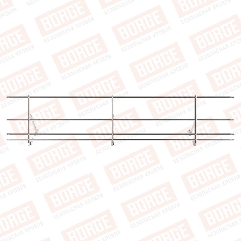 Ограждение кровельное Русский Рубеж H-60см, 3м, для фальцевой кровли, цинк, с дв. доп. труб.