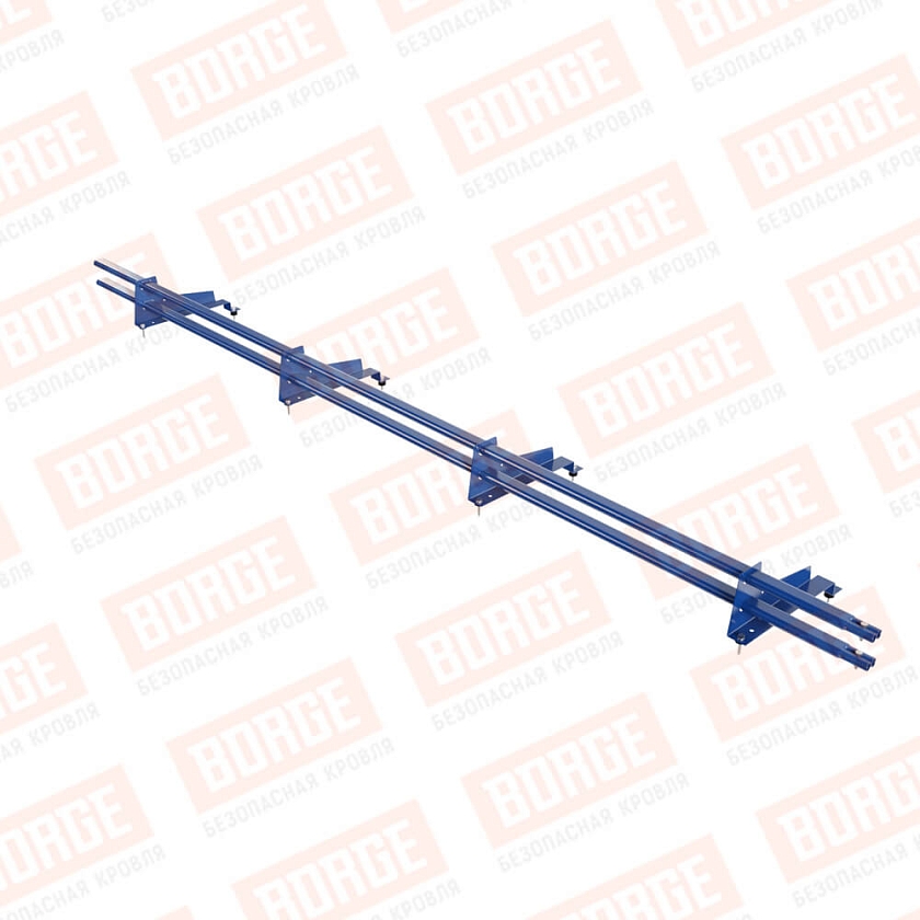 Снегозадержатель трубчатый BORGE 3м, 4 опоры, для МЧ с выс. ступен., сигнально-синий (RAL 5005), 350мм