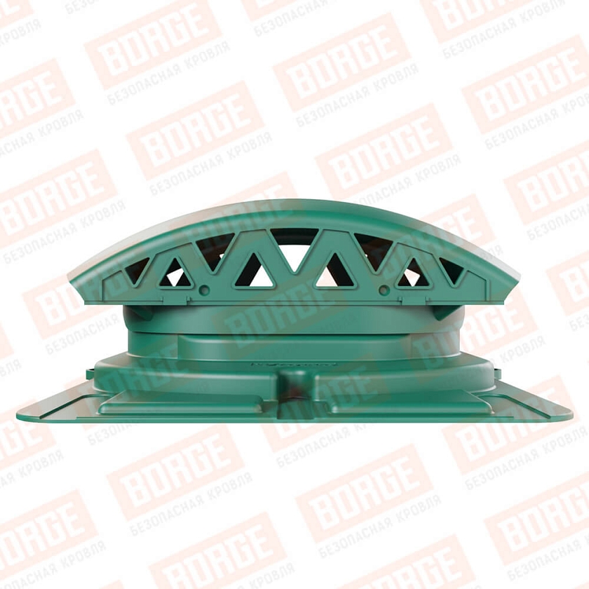 Вентилятор подкровельный Viotto с универсальным проходным элементом, зеленый мох (RAL 6005). Черепаха