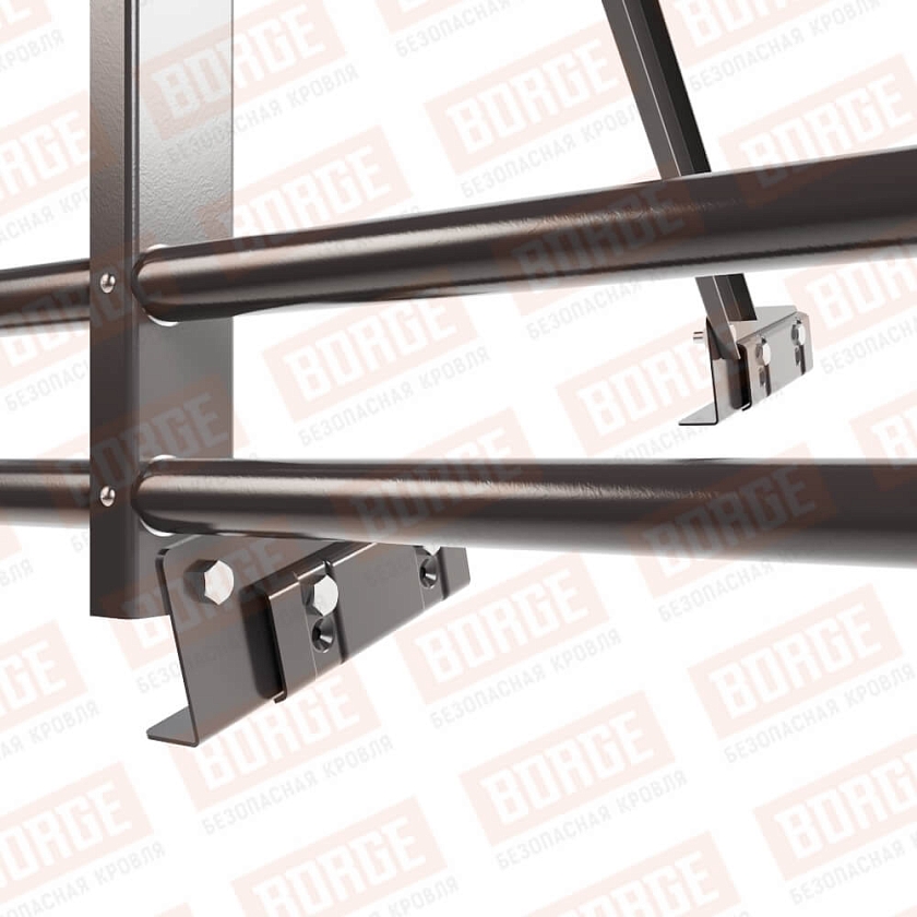 Ограждение кровельное Русский Рубеж H-120см, 3м, для фальцевой кровли, окрашенный (NL-805), с двумя доп. трубами