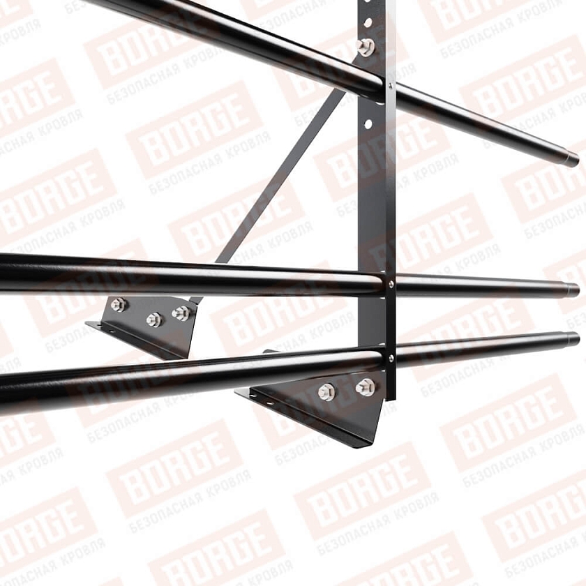 Ограждение декоративное NewLine H-60см, 3м, для фальц. кров., чёрный (RAL 9005), с двумя доп. трубами