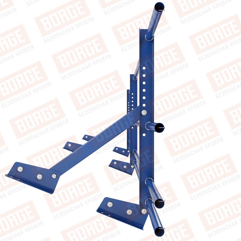 Ограждение кровельное Русский Рубеж H-60см, 3м, для фальцевой кровли, сигнально-синий (RAL 5005), с двумя доп. трубами