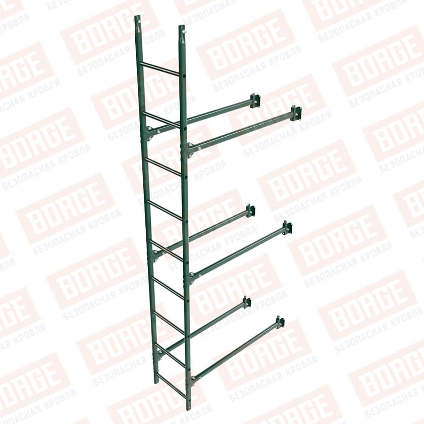 Комплект лестница фасадная BORGE (нижняя секция), 2,7м, зелёный мох (RAL 6005)