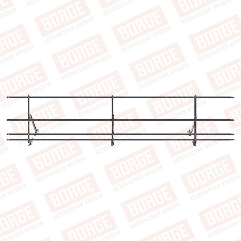 Ограждение кровельное Русский Рубеж H-60см, 3м, для фальцевой кровли, серый графит (RAL 7024), с двумя доп. трубами