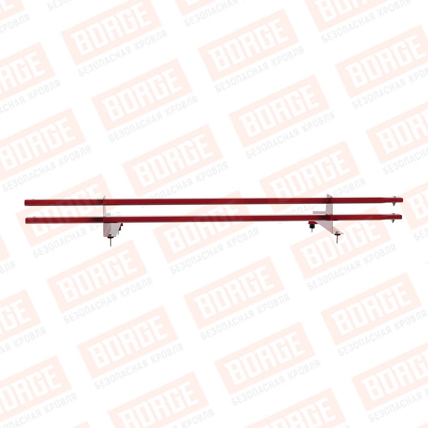 Снегозадержатель трубчатый Русский Рубеж 1,5м, 2 опоры, для МЧ с выс. ступ., рубиново-красный (RAL 3003), 400мм