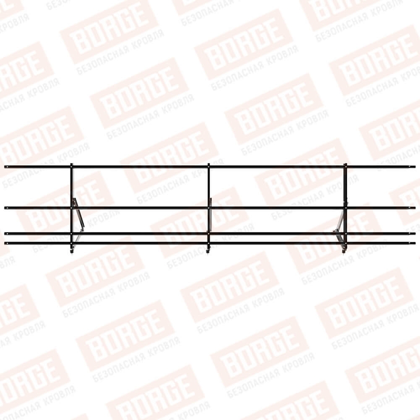 Ограждение кровельное Русский Рубеж H-60см, 3м, чёрный (RAL 9005), с двумя доп. трубами
