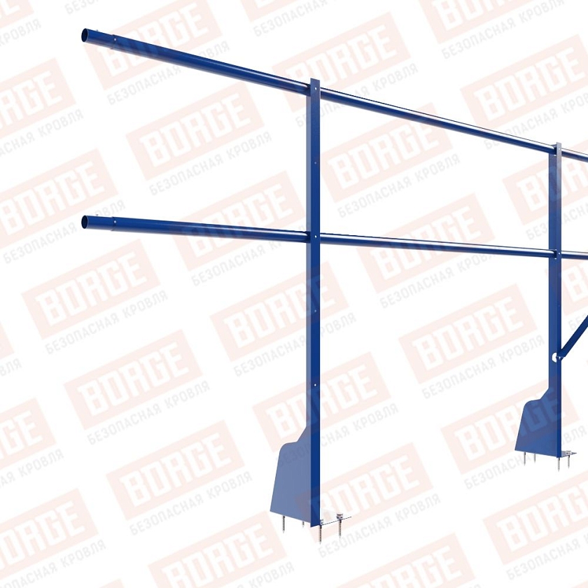 Ограждение плоских кровель Русский Рубеж Н-90, 3м, верхнее крепление, сигнально-синий (RAL 5005)