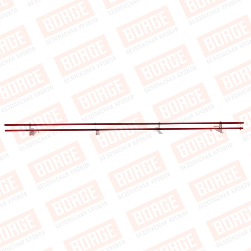 Снегозадержатель трубчатый BORGE 3м, 4 опоры, для черепичной кровли, рубиново-красный (RAL 3003)