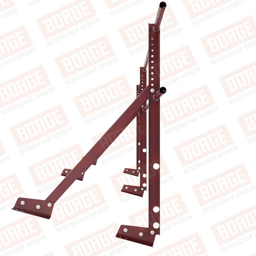 Ограждение кровельное Русский Рубеж H-90см, 3м, для фальцевой кровли, красное вино (RAL 3005)