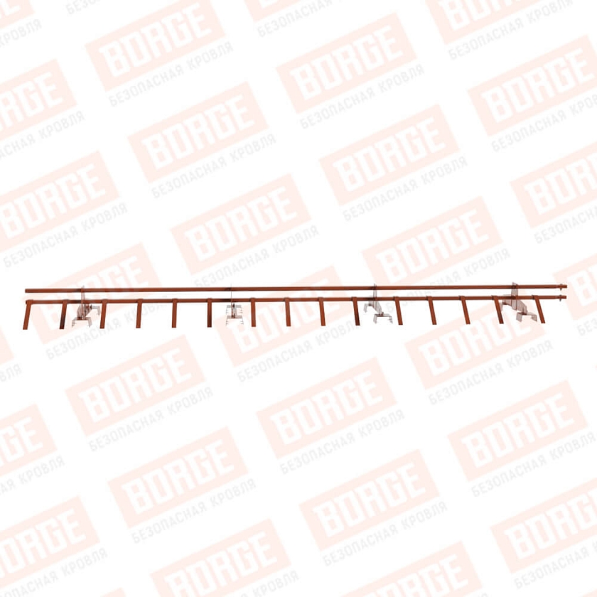 Снегозадержатель трубчатый BORGE 3м, 4 опоры, для профнастила Н-114, терракотовый (RAL 8004)