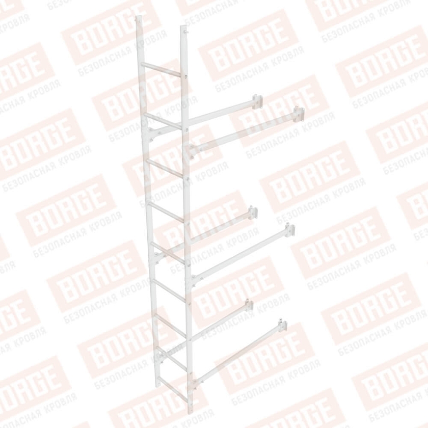 Комплект лестница фасадная BORGE (нижняя секция), 2,7м, сигнально-белый (RAL 9003)