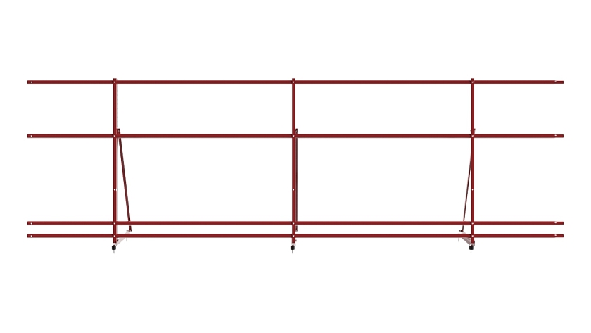 Ограждение кровельное NewLine H-90см, 3м, коричнево-красный (RAL 3011), с двумя доп. трубами