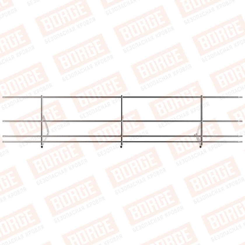 Ограждение кровельное Русский Рубеж H-60см, 3м, цинк, с двумя доп. трубами