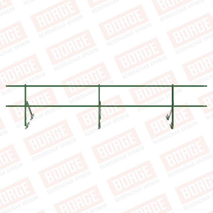 Ограждение кровельное Русский Рубеж H-60см, 3м, для фальцевой кровли, лиственно-зеленый (RAL 6002)