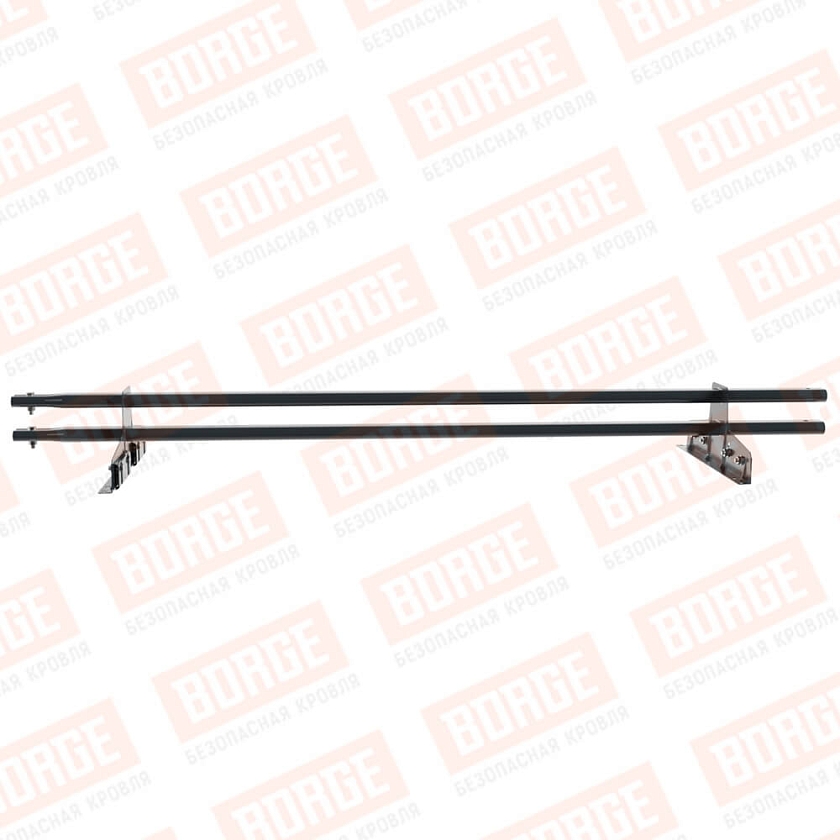 Снегозадержатель трубчатый Русский Рубеж 25х45мм, 1,5м, 2 опоры, для фальц. кров., антрацитово-серый (RAL 7016)