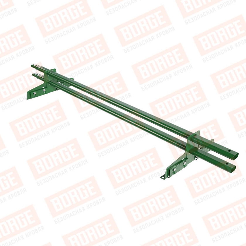 Снегозадержатель трубчатый Русский Рубеж 25х45мм, 1,5м, 2 опоры, для фальц. кров., лиственно-зеленый (RAL 6002)