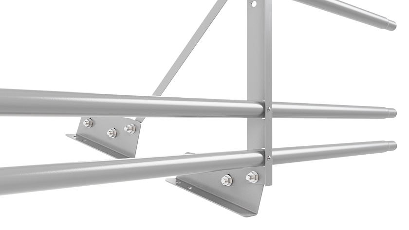 Ограждение кровельное NewLine H-60см, 3м, для фальц. кров., сигнально-серый (RAL 7004), с двумя доп. трубами