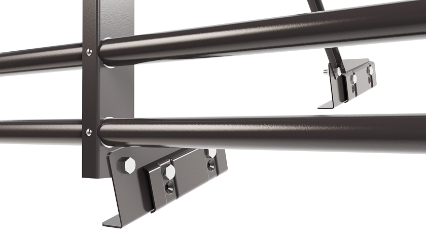 Ограждение кровельное NewLine H-120см, 3м, для фальц. кров., серо-коричневый (RR 32), с двумя доп. трубами