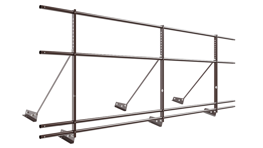 Ограждение кровельное NewLine H-90см, 3м, для фальц. кров., коричневый шоколад (RAL 8017), с двумя доп. трубами