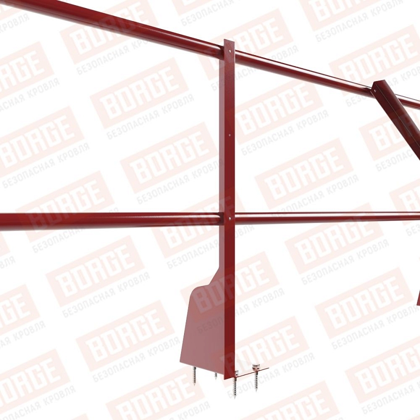 Ограждение плоских кровель NewLine Н-60, 3м, верхнее крепление, коричнево-красный (RAL 3011)