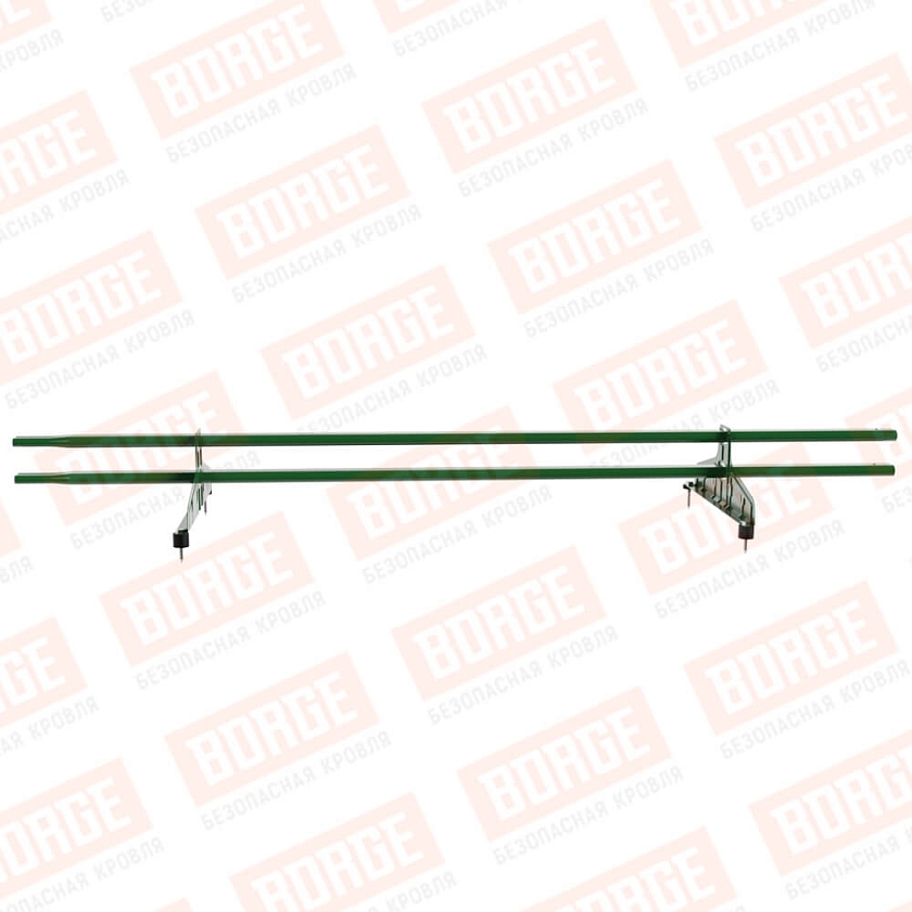 Снегозадержатель трубчатый Русский Рубеж 20х40мм, 1,5м, 2 опоры, лиственно-зеленый (RAL 6002)