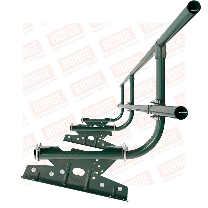 Ограждение кровельное BORGE H-60см, 3м, для фальцевой кровли, зелёный мох (RAL 6005)