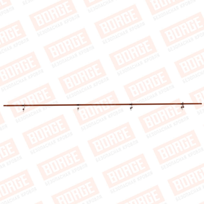 Снегозадержатель однотрубчатый NewLine 3м, D-25мм, 4 опоры, терракотовый (RAL 8004)