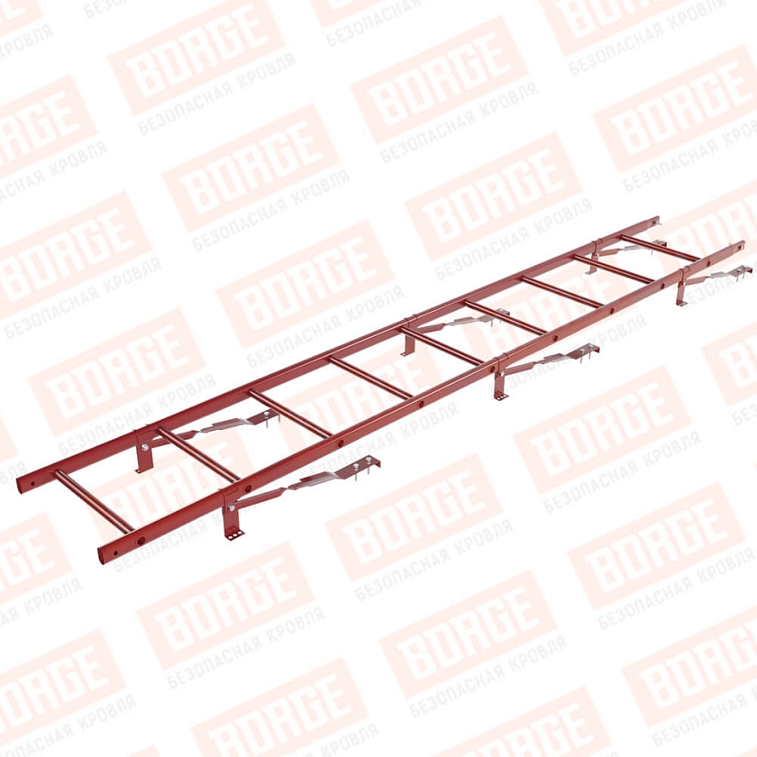 Комплект лестница кровельная BORGE 2,7м, для штучной черепицы, коричнево-красный (RAL 3011)