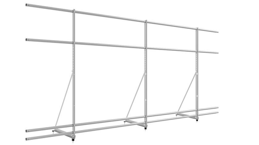 Ограждение кровельное NewLine H-120см, 3м, сигнально-серый (RAL 7004), с двумя доп. трубами