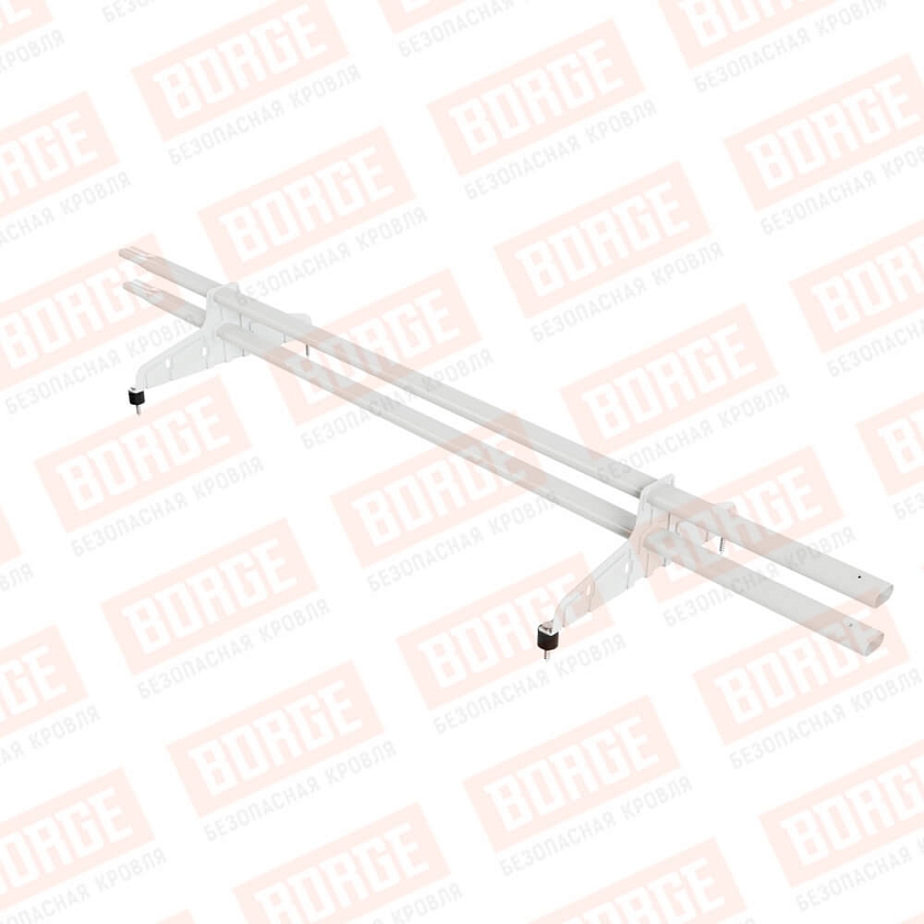 Снегозадержатель трубчатый Русский Рубеж 20х40мм, 1,5м, 2 опоры, сигнально-белый (RAL 9003)