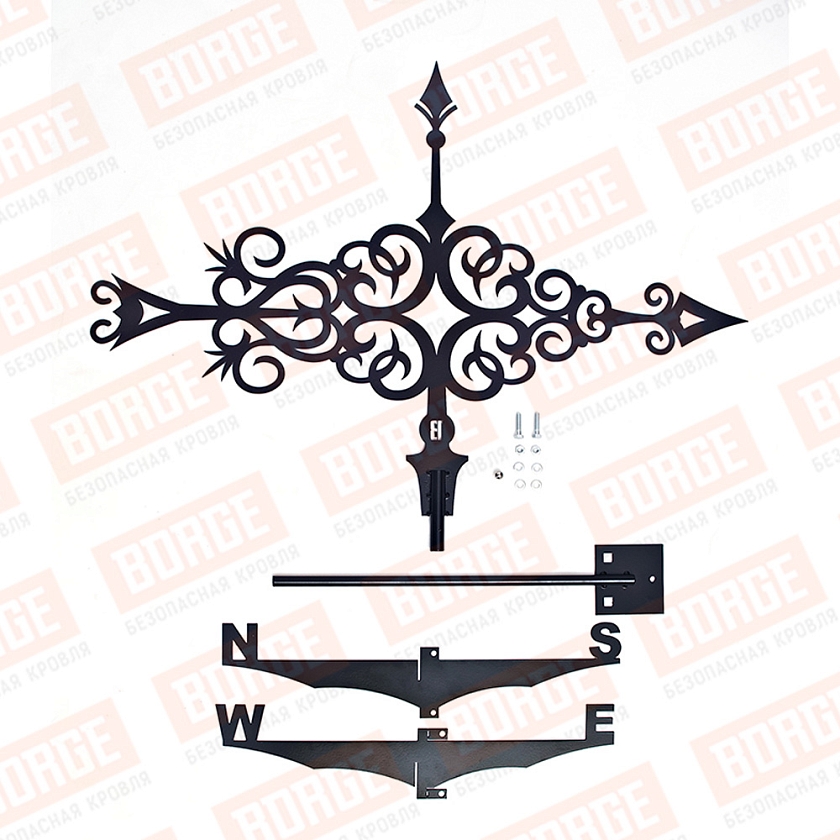 Флюгер BORGE Стрелка, 755х525мм, чёрный (RAL 9005 matt)