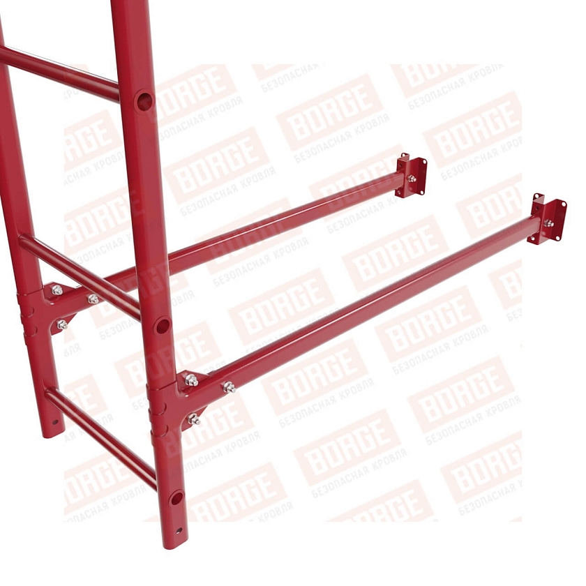 Комплект лестница фасадная BORGE (нижняя секция), 1,8м, рубиново-красный (RAL 3003)