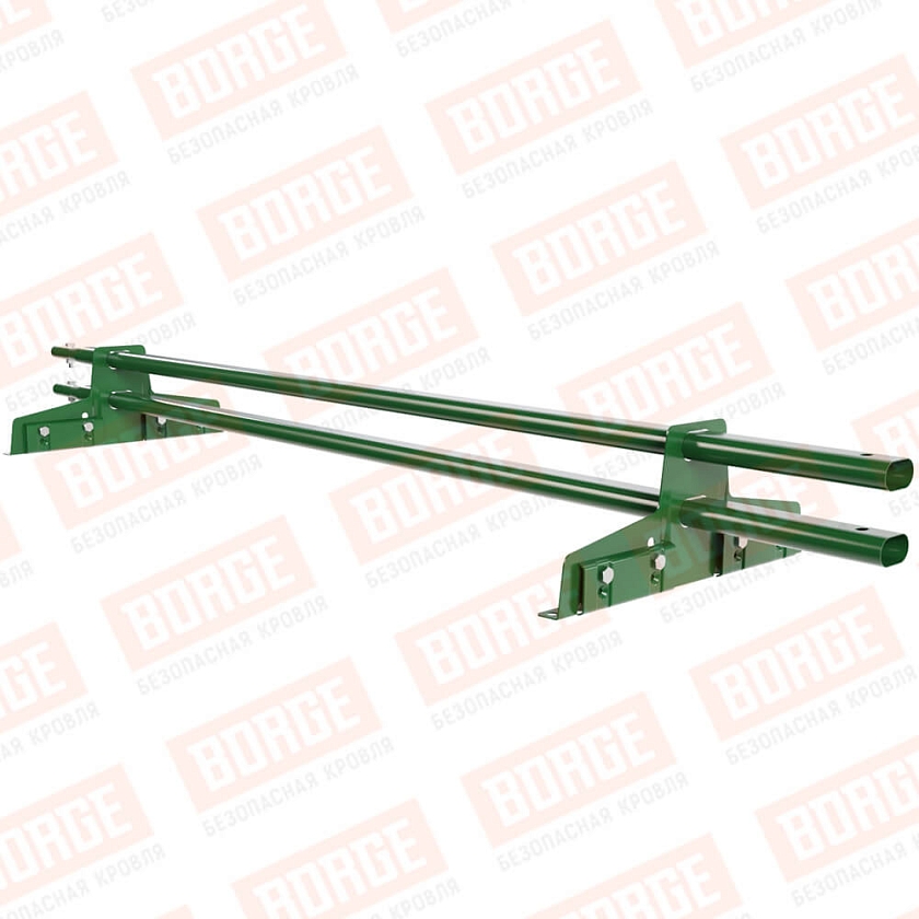 Снегозадержатель трубчатый Русский Рубеж 25х45мм, 1,5м, 2 опоры, для фальц. кров., лиственно-зеленый (RAL 6002)