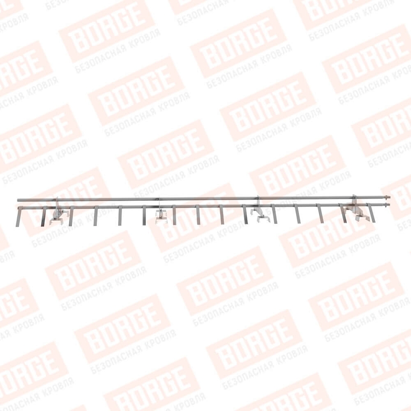 Снегозадержатель трубчатый BORGE 3м, 4 опоры, для профнастила Н-114, сигнально-серый (RAL 7004)