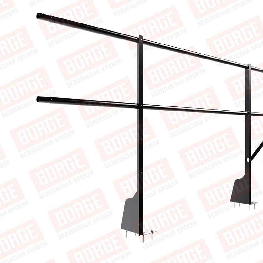 Ограждение плоских кровель Русский Рубеж Н-90, 3м, верхнее крепление, чёрный (RAL 9005)