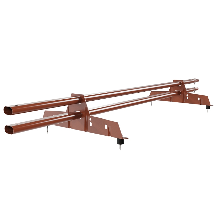 Снегозадержатель трубчатый Русский Рубеж 25х45мм, 1,5м, 2 опоры, терракотовый (RAL 8004)