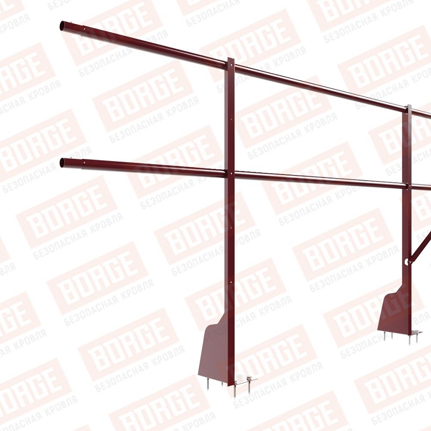 Ограждение плоских кровель NewLine Н-90, 3м, верхнее крепление, красное вино (RAL 3005)