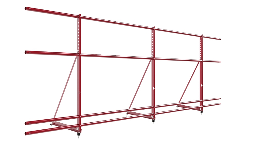 Ограждение кровельное NewLine H-90см, 3м, рубиново-красный (RAL 3003), с двумя доп. трубами