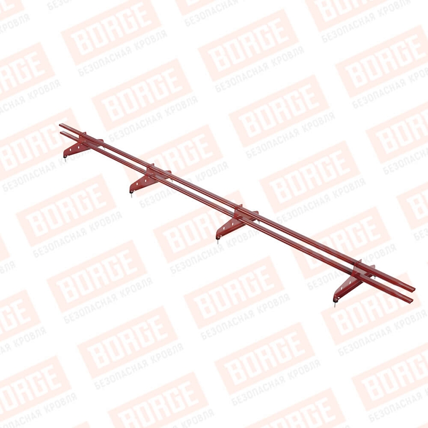 Снегозадержатель трубчатый NewLine 3м, 20х40мм, 4 опоры, коричнево-красный (RAL 3011)