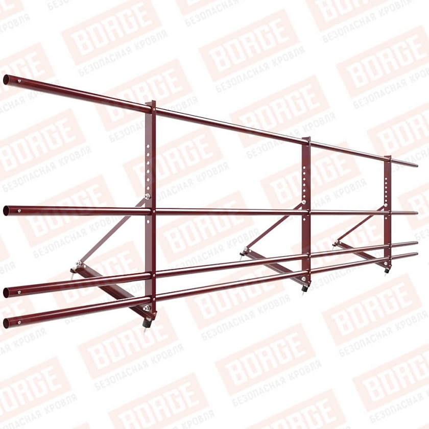 Ограждение декоративное NewLine H-60см, 3м, красное вино (RAL 3005), с двумя доп. трубами