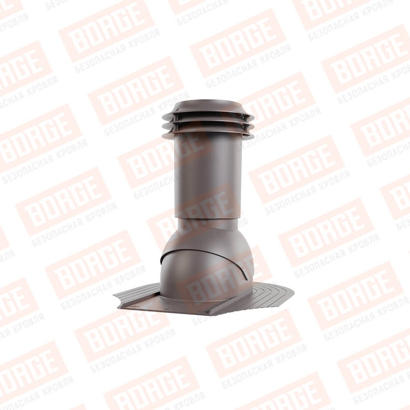 Выход вентиляции канализации Viotto, для мягкой кровли при монтаже, серо-коричневый (RAL 8019)