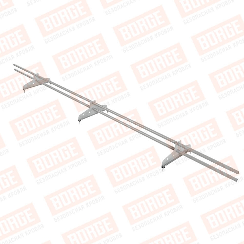 Снегозадержатель трубчатый NewLine 3м, D-25мм, 3 опоры, бело-алюминиевый (RAL 9006)