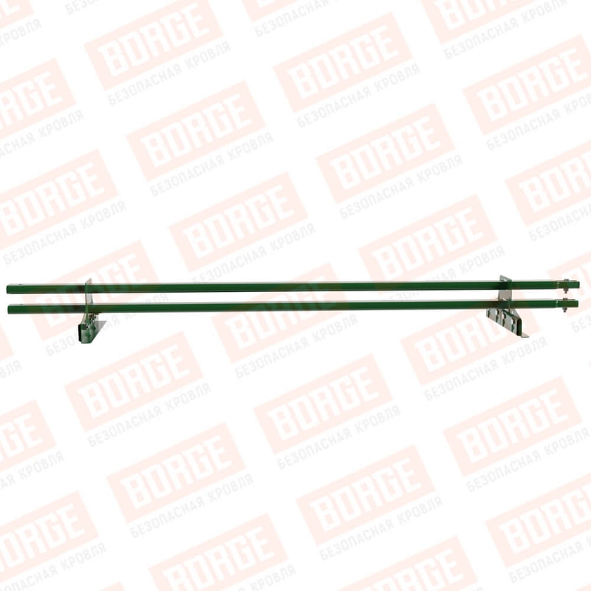 Снегозадержатель трубчатый BORGE 1,5м, 2 опоры, для фальцевой кровли, лиственно-зеленый (RAL 6002)