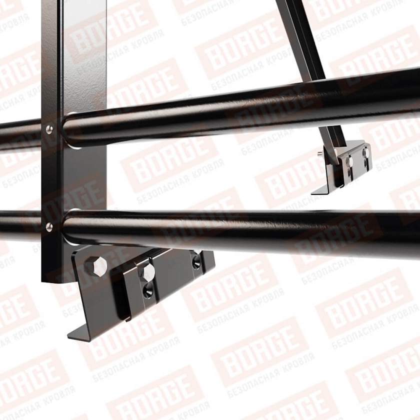 Ограждение кровельное Русский Рубеж H-120см, 3м, для фальцевой кровли, чёрный (RAL 9005), с двумя доп. трубами